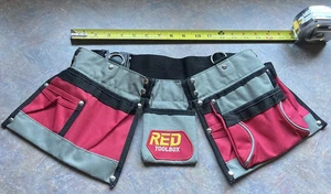 🔥 Youth Red Toolbox Canvas Adjustable Tool Belt Pouch Belt One Size 8+ Kids - Picture 1 of 14