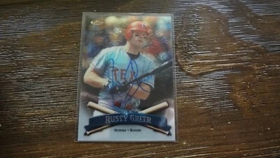 1998 TOPPS FINEST RUSTY GREER  AUTOGRAPHED BASEBALL CARD - Image 1 of 2