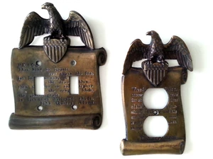 Lot Brass Eagle Light Switch & Outlet Cover John Quincy Adams Thomas Jefferson - Picture 1 of 9