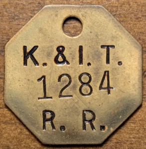 Kentucky & Indiana Terminal Railroad Company K. & I. T. R. R. Etiqueta de llavero de latón - Imagen 1 de 4