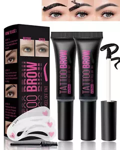 Peel off Tattoo Eyebrow Gel-2Pcs Gray Tattoo Peel off Eyebrow Gel Tinted, Long L - Picture 1 of 12