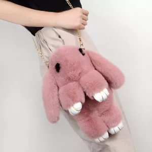 Faux Fur Rabbit Plush Bunny Backpack Shoulder Bags Plush Doll Crossbody Satchel - Picture 1 of 5