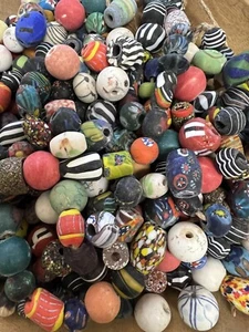 35+ PCS ASSORT MULTI-COLOR AFRICAN TRADE GLASS BEADS JEWELRY CRAFT MAKING 1/2 LB - Picture 1 of 3