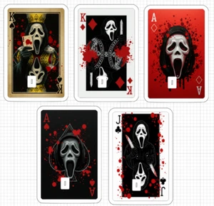 Ghostface Playing Card ATM Debit Credit Sticker Skin Halloween Ace King Horror - Picture 1 of 8
