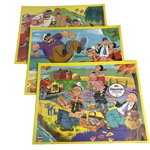Set of 3 1960s Frame Tray Puzzle Popeye Fishing Jaymar Olive Oyl Bluto Sweet Pea - Picture 1 of 9