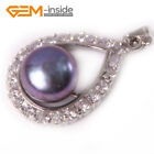 Silver Plated Freshwater Pearl Rhinestone Crystal Beads Jewelry Pendant Necklace