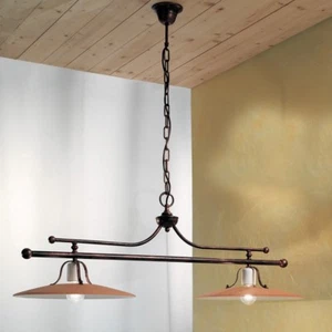 Lampadario da cucina bilanciere in ferro battuto e ceramica ruggine FL-66 - Picture 1 of 1