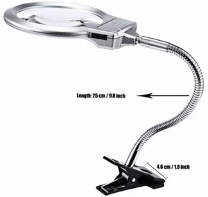 Desk Magnifier 2.5x 5x LED Lamp Large Lens Magnifying Glass with Clamp - Picture 1 of 10