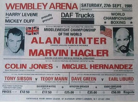 ALAN MINTER vs MARVIN HAGLER 8X10 PHOTO BOXING POSTER PICTURE little fuzzy Cover