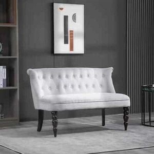 Loveseat Compact Sofa 2Seater Couch Button Tufted Chaise Lounger Vintage Design - Picture 1 of 11