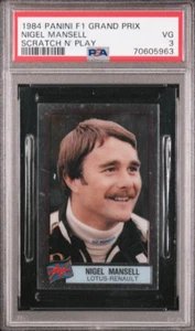 Tarjeta de novato Panini F1 Grand Prix Scratch N Play Nigel Mansell 1984 RC PSA 3 en muy buena condición - Imagen 1 de 2