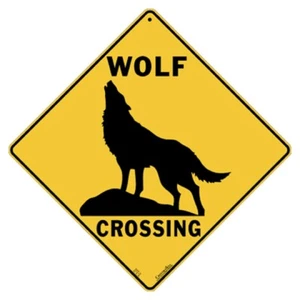 Wolf Silhouette Crossing Sign NEW 12X12 Metal Lobo Gray - Picture 1 of 1