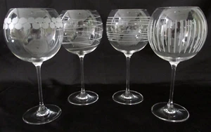 ✨ Mikasa Cheers geätzte Kristall Ballon Weinkelche ✨ 9" hoch, 24 oz, 4er Set - Bild 1 von 6