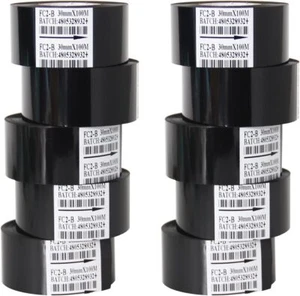10 rotoli 30 mm x 100 m resina nastro trasferimento termico per stampante encoder - Foto 1 di 11