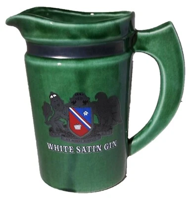 Jarro verde cerâmica vintage Sir Robert Burnett's branco cetim gin 7" - Imagem 1 de 4