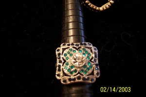 Vintage Look Faux Smaragd & Diamant Ring - Neu - Bild 1 von 2