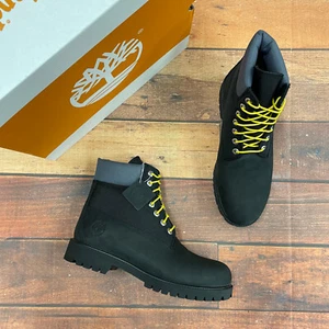 Timberland Men's Heritage 6" Black Regeneratve Leather Waterproof Boots A5RVZ - Picture 1 of 6