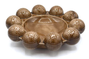Vintage braun Keramik Keramik Golfball rund Aschenbecher groß Bar Spielzimmer Dekor - Bild 1 von 4