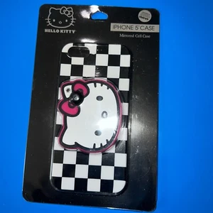 Hello Kitty Sanrio Black & White Checkered Mirrored Cell Phone Case IPhone 5 NEW - Picture 1 of 7