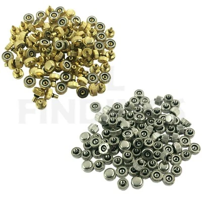 Horlogers 200 Assortis Taille Montre Couronne Remontoir Argent Or Remplacement - Photo 1/3