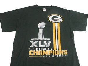 Green Bay Packers Super Bowl XLV Champion Trophy T Shirt Mens Medium 2 Sided NEW - Picture 1 of 10