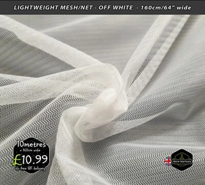 LIGHTWEIGHT MESH NET FABRIC - BUG NETS, CRAFTS & MORE - OFF WHITE - 160cm wide - Picture 1 of 3