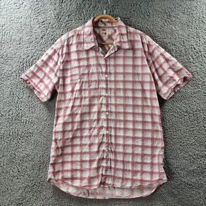 JAG Mens Casual Shirt Size L Pink Grey White Check Short Sleeve Collared - Picture 1 of 15
