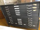 Hamilton Metal Flat File Cabinet 10 Drawer with Stand Maps Blueprints Art Tools