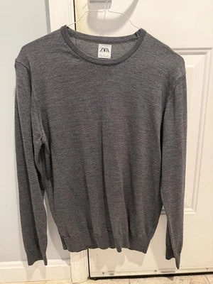 Suéter Zara Gris Hombre Grande 100% Lana Extra Fina Foto 1 de 3