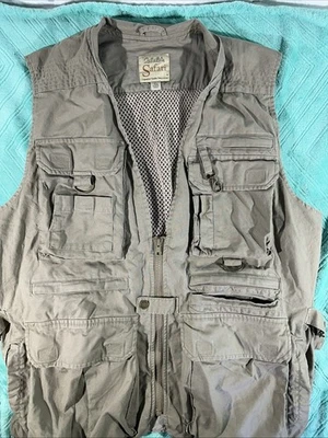 Cabela’s Safari Vest Mens  L Tan Full Zip Pockets Mesh Lining Hunting Fishing - Image 1 of 4