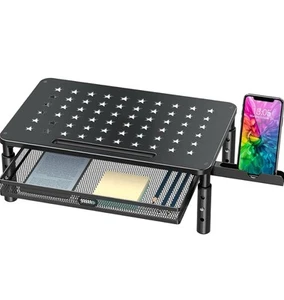 Monitor Stand Riser with Metal Mesh Drawer, Height Adjustable with Phone - Afbeelding 1 van 7