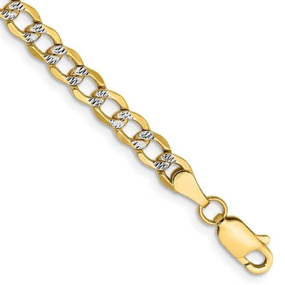 14k Gold 4.3mm Semi-solid Two-Tone Curb Link Chain Bracelet 7 Inch - Image 1 of 4