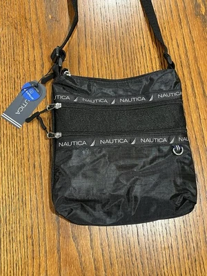Bolso Bandolera Nautica Captain's Quarters Negro Ajustable Repelente al Agua Foto 1 de 4