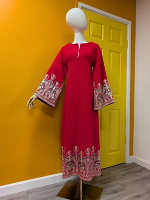 Vintage 1960s/1970s Polly Peck Red Dress With Gold - Size 8 - Image 1 of 4