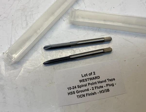 (Qty 2) 10-24 Spiral Point Taps - Plug - 2 Flute - HSS - H3 - RH - WESTWARD - - Picture 1 of 4