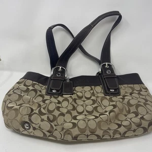 Borsa Coach marrone e marrone firma classica Soho F-13742 tela spedizione gratuita - Foto 1 di 14