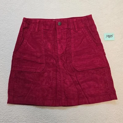 Antigua falda azul marino elástica de pana línea A para mujer talla 2 borgoña bolsillos delanteros planos Foto 1 de 4