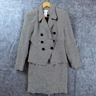 De colección Ann Taylor 2 Piezas Falda Traje Mujer Chaqueta 2 Faldas 0 Negro Blanco EE. UU. Foto 1 de 4