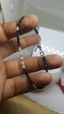 Collana in argento 925 con pietre preziose in quarzo trasparente e spinello... - Immagine 1 di 4