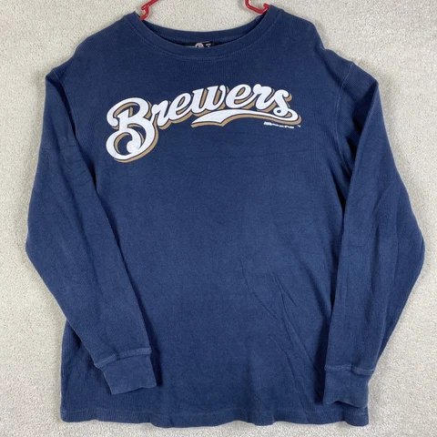 Milwaukee Brewers Medium Blue T Shirt MLB Size Medium Blue Long Sleeve Shirt Cover
