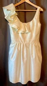 Kirribilla Ruffled Shoulder Silk Ivory Wedding Formal Dress With Pockets - Picture 1 of 10