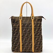 Fendi Zucca Print Tote Bag, Canvas Leather, Brown/Black, Fits A4 13.8x11.8x3.1in