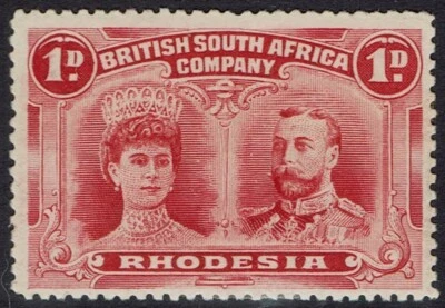 RHODESIA 1910 KGV DOBLE CABEZA 1D BRILLANTE CARMÍN PERF 14 Foto 1 de 2