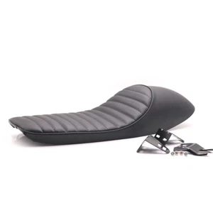 Black Retro Vintage Hump Long Seat For Honda Suzuki Yamaha Cafe Racer Old School - Picture 1 of 8