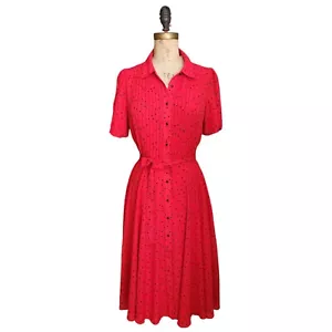 Nanette Lepore Polka Punkt Pintuck Shirt Kleid rot schwarz 6 EUC - Bild 1 von 4