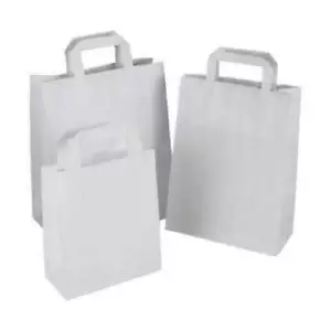 More details for white brown kraft paper sos carrier bags for gift food grocery lunch party s/m/l