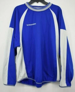 Diadora Mens Blue Long Sleeve Pullover Jacket Warm Up Baseball Polyester XL - Picture 1 of 7