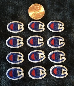 LOT 12 Logo patch Iron On Embroidered APPAREL CLOTHING .75” X .50” Champion - Picture 1 of 8