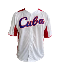 CUBA BASEBALL JERSEY WHITE & RED - Picture 1 of 4