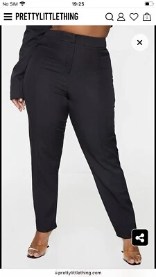 Prettylittlething Plus Black Avani Suit Trousers. Size uk 20 - Image 1 of 4
